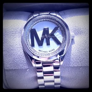 Women's Michael Kors silver watch with diamonds